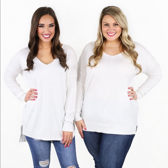 Kiki LaRue White V-Neck Butter *Becka’s Fave!” - Picture 2 of 4